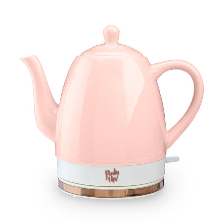 Pinky Up - Wholesale Tea Pot - Noelle™ Ceramic Electric Gooseneck Tea Kettle 50oz in Pink