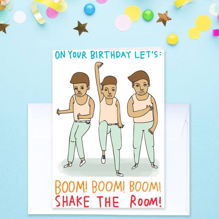 On Your Birthday Let's: Boom! Boom! Boom! Shake The Room! - Birthday Card for wholesale by Able And Game