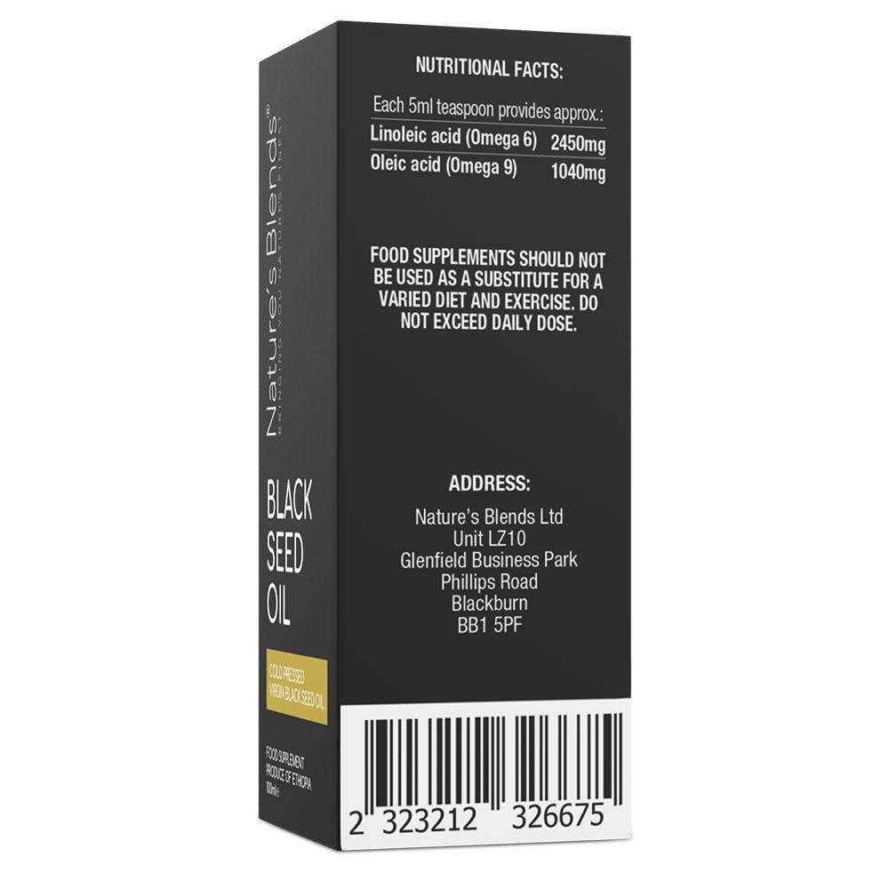 Nature’s Blends - Wholesale Oral Supplement/Vitamin - Black Seed Oil, Ethiopian, Raw Virgin Cold Pressed (100ml)1