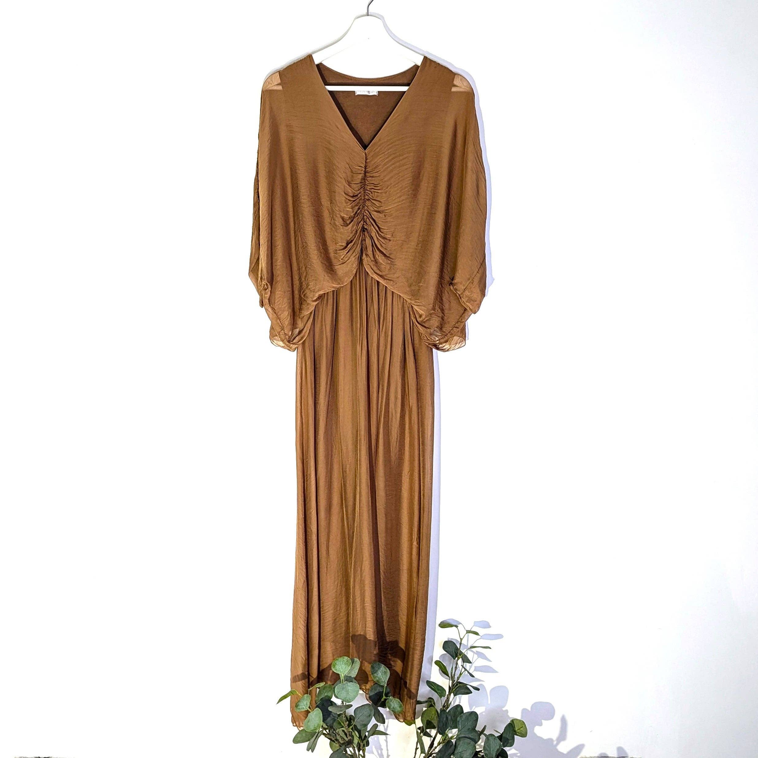 Tempest Designs – wholesale Dress – Women's – Plain silk blend dress with ruched detail on upper body4