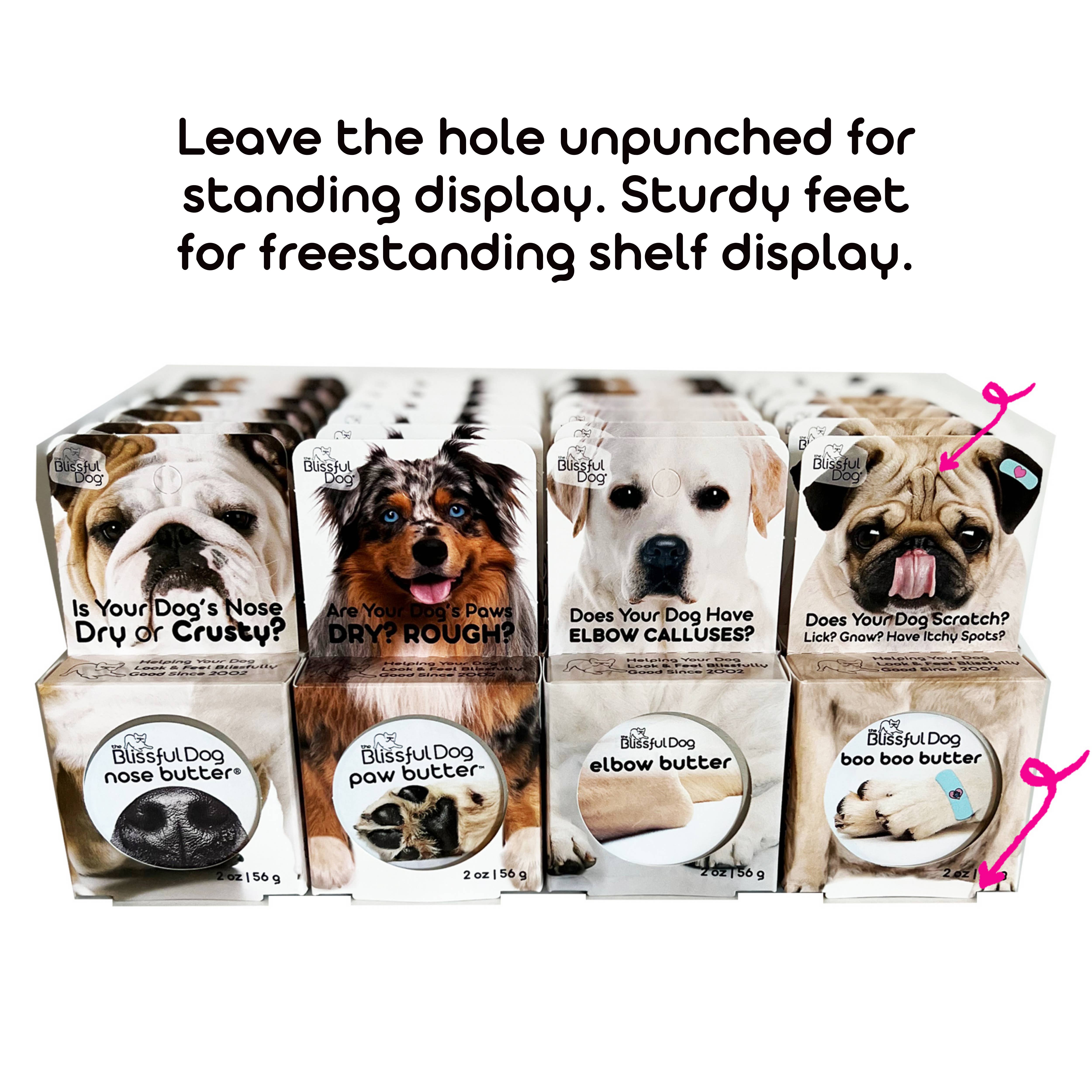The Blissful Dog – wholesale Pet grooming aid – Dog – Hanging Boxes of Bliss Combo 1 - 24-2oz Tins in Boxes1