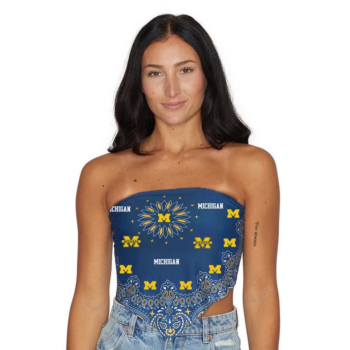 Lojo Collegiate Apparel - Wholesale Screen Printed T-Shirt - Women's - University of Michigan Bandana Top