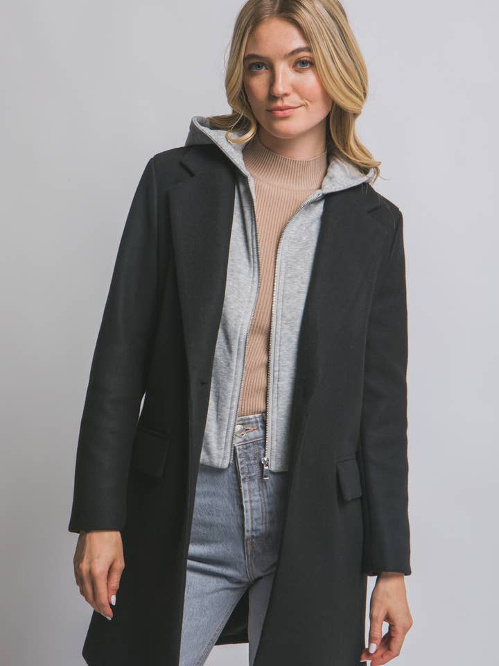 .._ 0913 Wool Hooded Contrast Combination Coat SI-28264 for wholesale by 42POPS