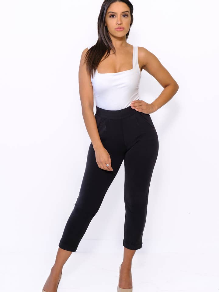 THE CROPPED PANT - BLACK for wholesale by Her Muse