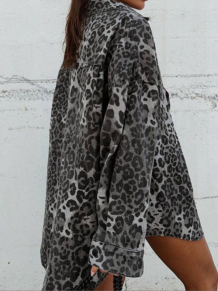 Katinki - Wholesale Button Down Shirt - Women's - Oversized Leopard Print Button-Up Shirt3