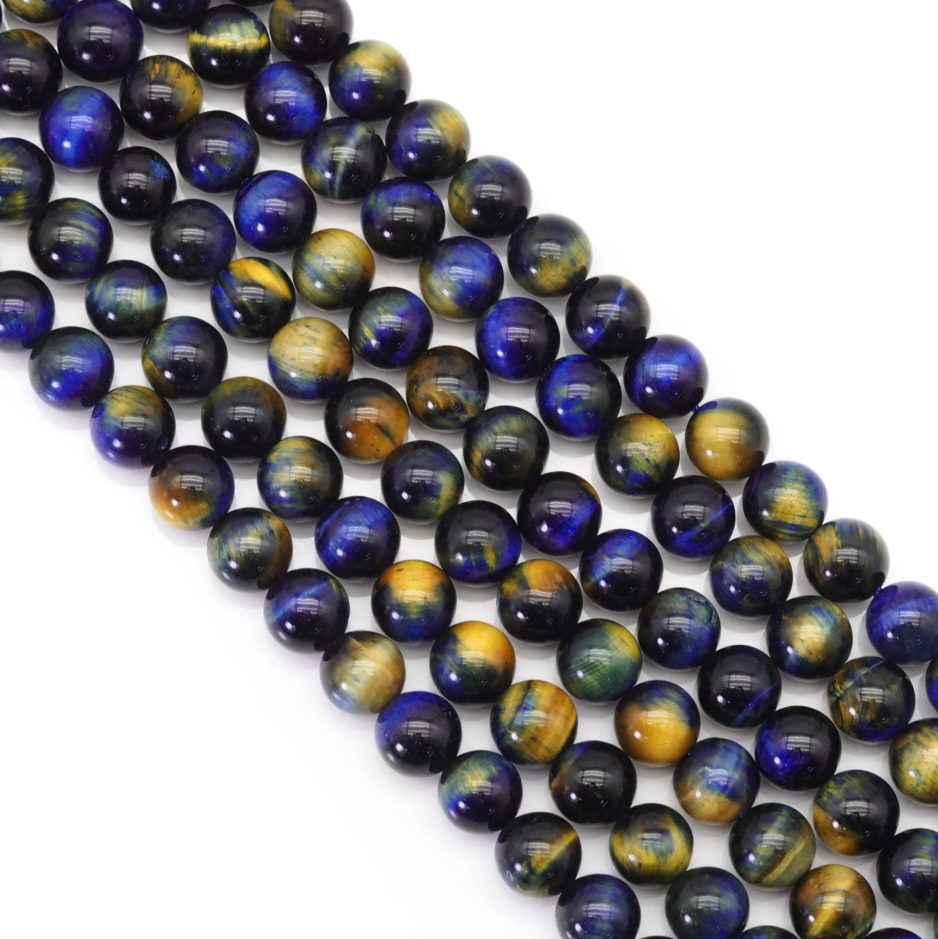 BestBeads&Beyond - Venta al por mayor Cuentas - ¡¡¡Exclusivo!!! Ojo de tigre azul amarillo de alta calidad, Sku #UA3092