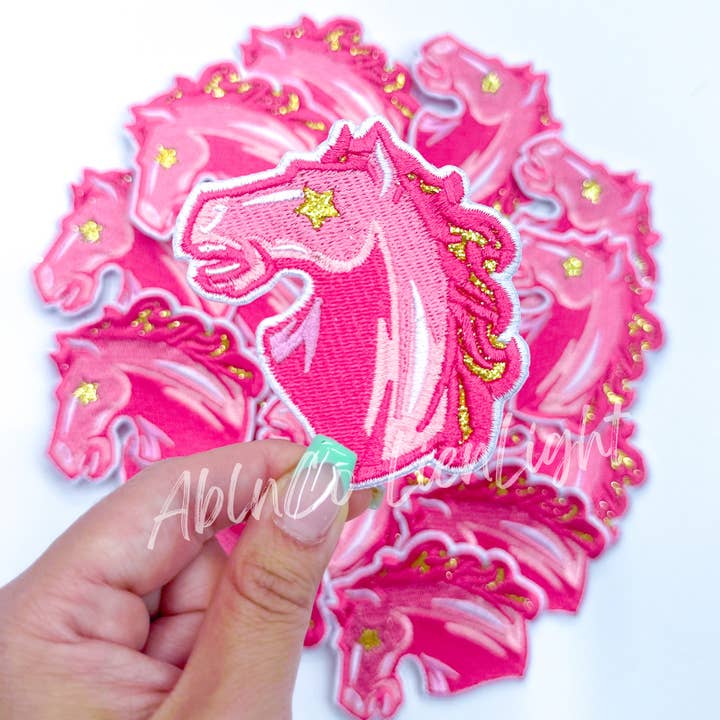 ABLNco - Wholesale Patch - preppy pink horse mascot patch trucker hat patches iron on