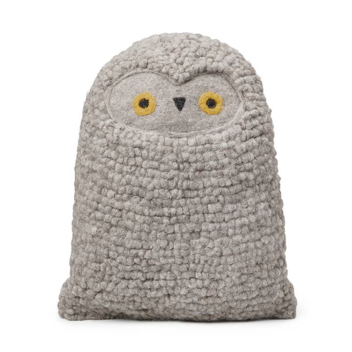 Felted Owl Cushion, Wet felted, Handmade, 100% Wool for wholesale by Everest Pet Supply & Gifts
