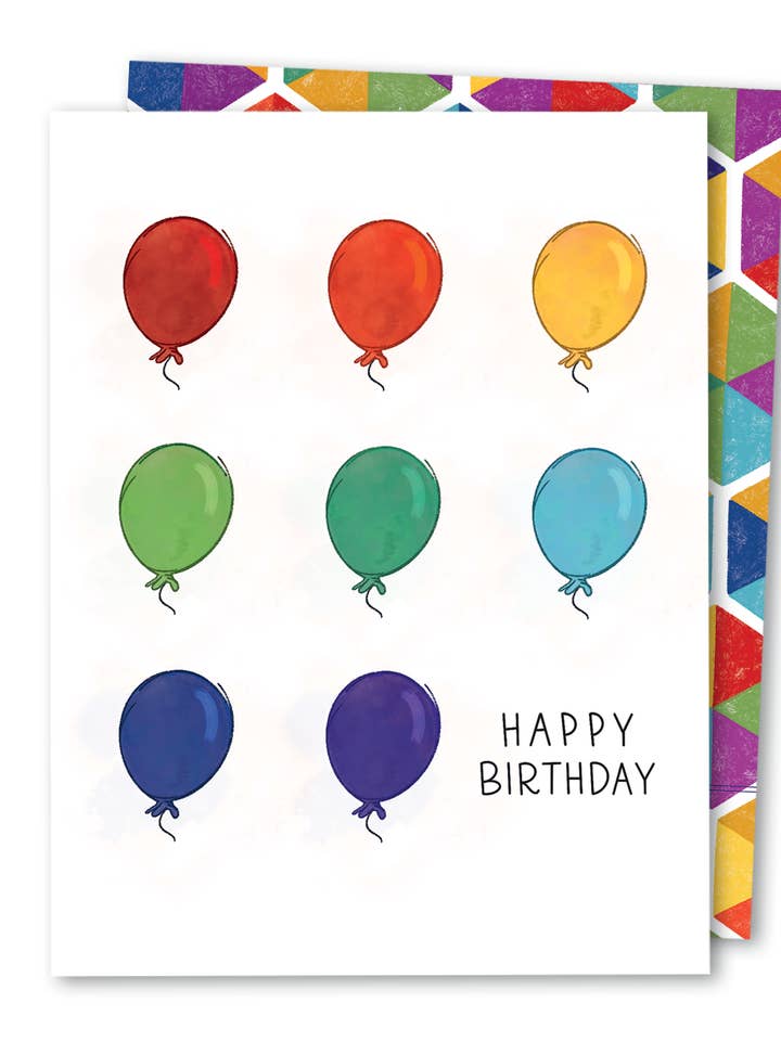 Happy Birthday | Rainbow Balloons LGBTQIA+ Gay Queer Card for wholesale by The Noble Paperie