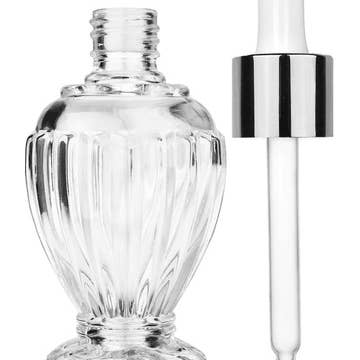 Best Bottles - Wholesale Atomizer Bottle - Diva Clear Glass Bottle White Dropper - 46ml(Multiple Caps)2