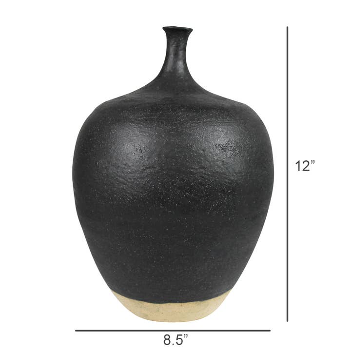 HomArt – wholesale Vase – Thin Neck Vase, Ceramic, Black - Lrg1