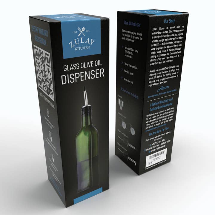 Zulay Kitchen - Wholesale Oil/vinegar dispenser - Olive Oil Dispenser Bottle16.9 oz with Accessories1