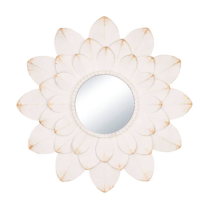 Abeline Floral Mirror Wall Decor White for wholesale by Foreside Home & Garden