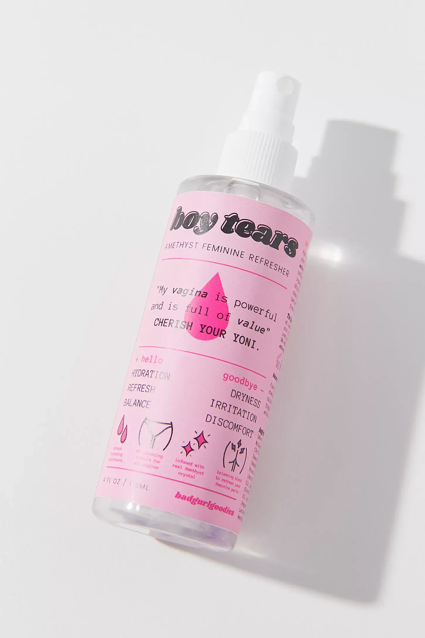 Badgurlgoodies - Venta al por mayor Agua/bruma facial y corporal - Bruma refrescante femenina con infusión de cristal Boy Tears2