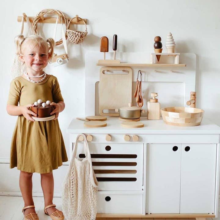 Midmini - Wholesale Toy Set - Kids - Milk Wooden Play Kitchen