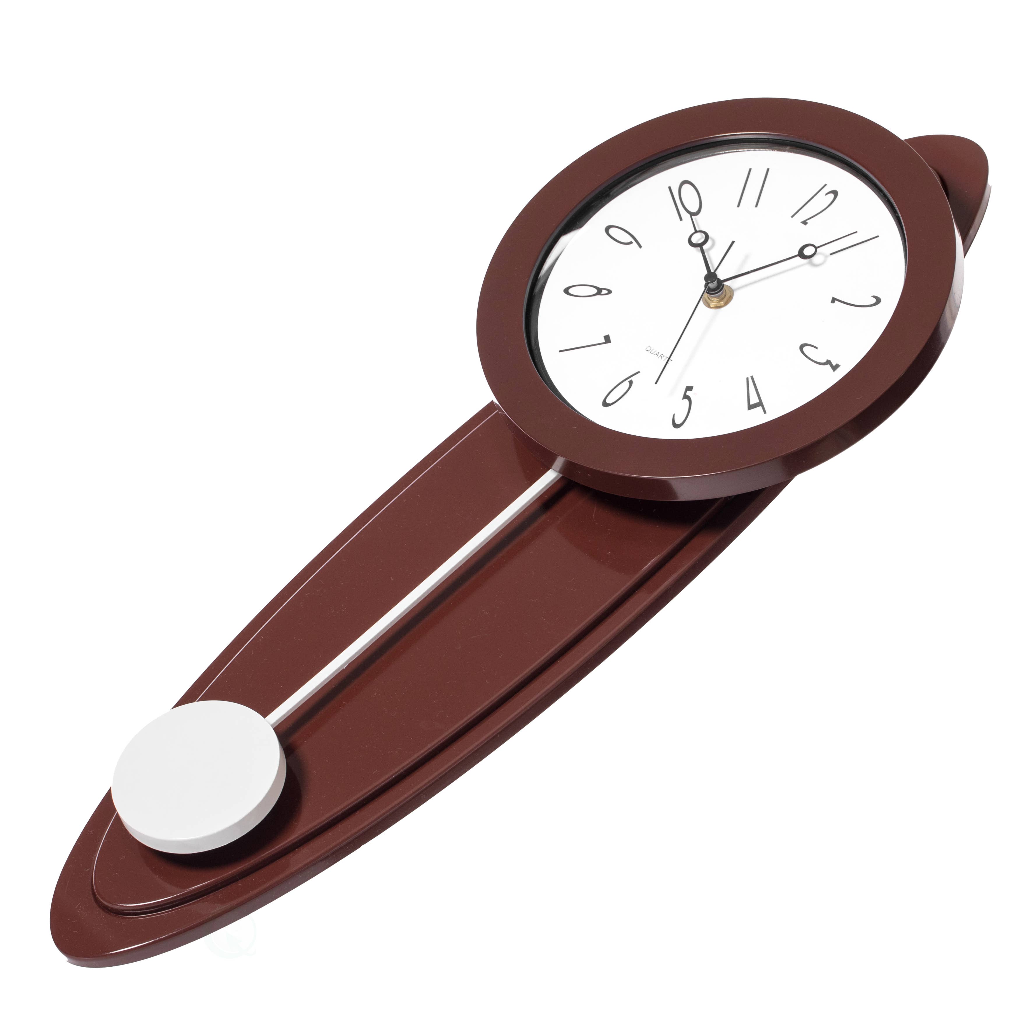 Quickway Imports - Wholesale Wall Clock - Modern Grandfather Brown Oval Pendulum Wood-Looking Plastic6