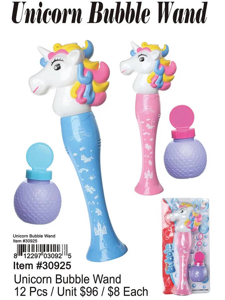 Unicorn Bubble Wand . for wholesale by Puka Creations