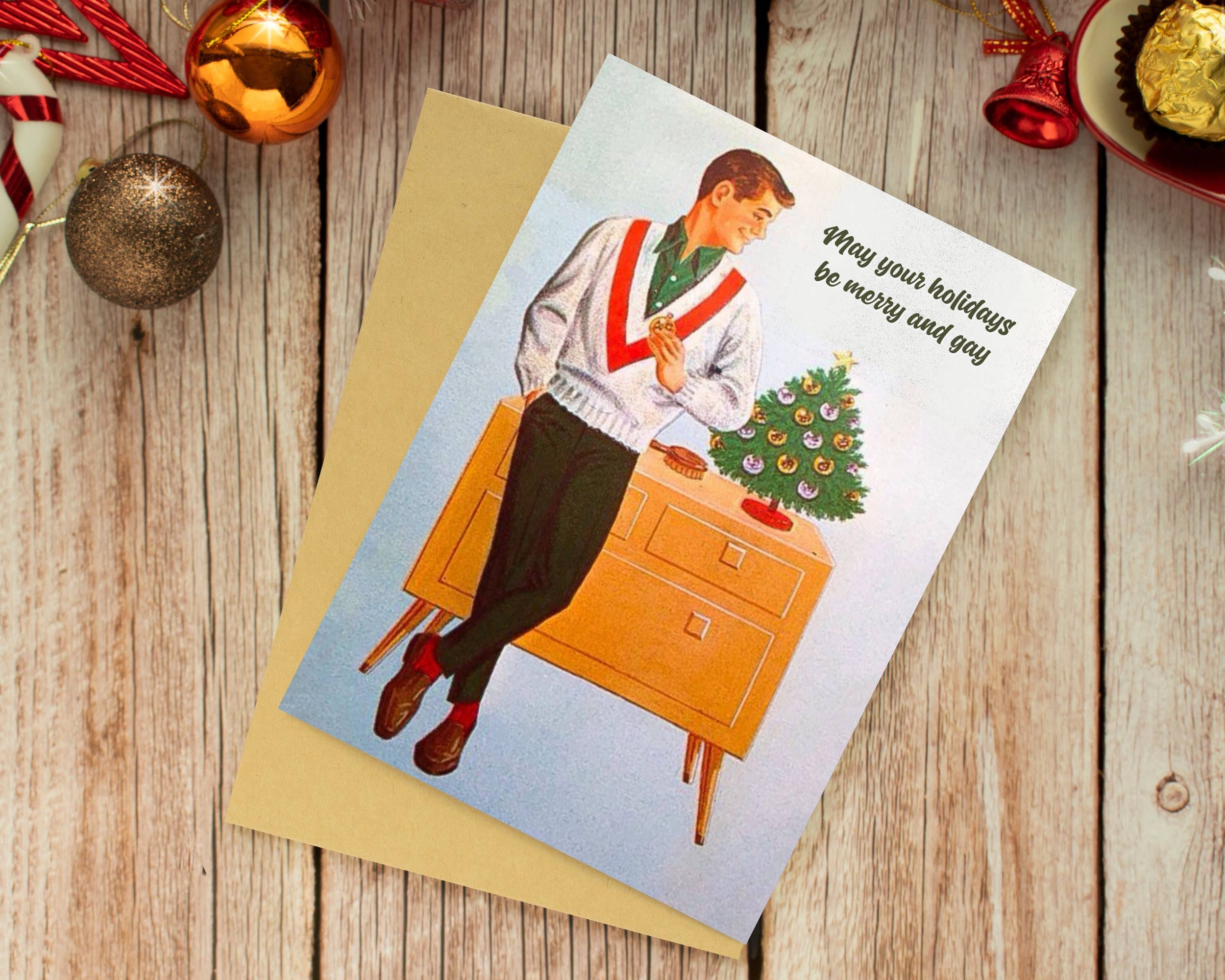 TwistedGoods – Großhandel Weihnachtskarte – LGBTQ-Weihnachtskarte „May Your Holidays Be Merry“, fabelhafte schwule LGBTQ-Weihnachtskarte1