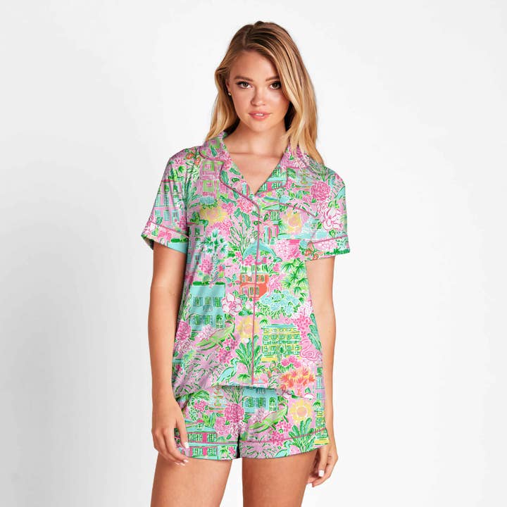 Pink Town Pajama Set for wholesale by Love Bug Apparel