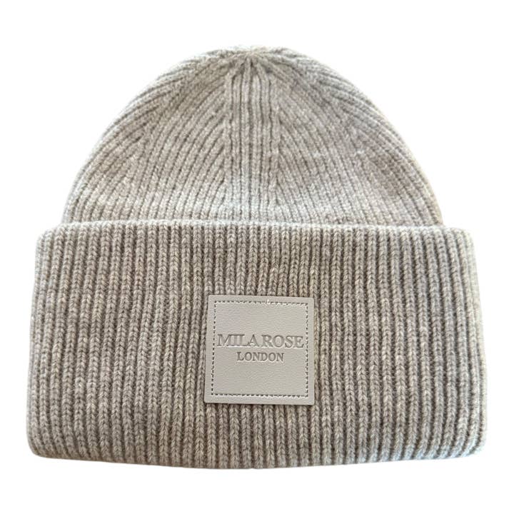 Gorro de Punto Canalé en Beige para Regalo de Navidad para venta al por mayor de Mila Rose London