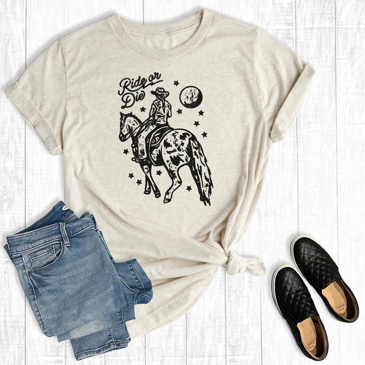 Western Ride Or Die Cowgirl Graphic Tee for wholesale by The Way Down South