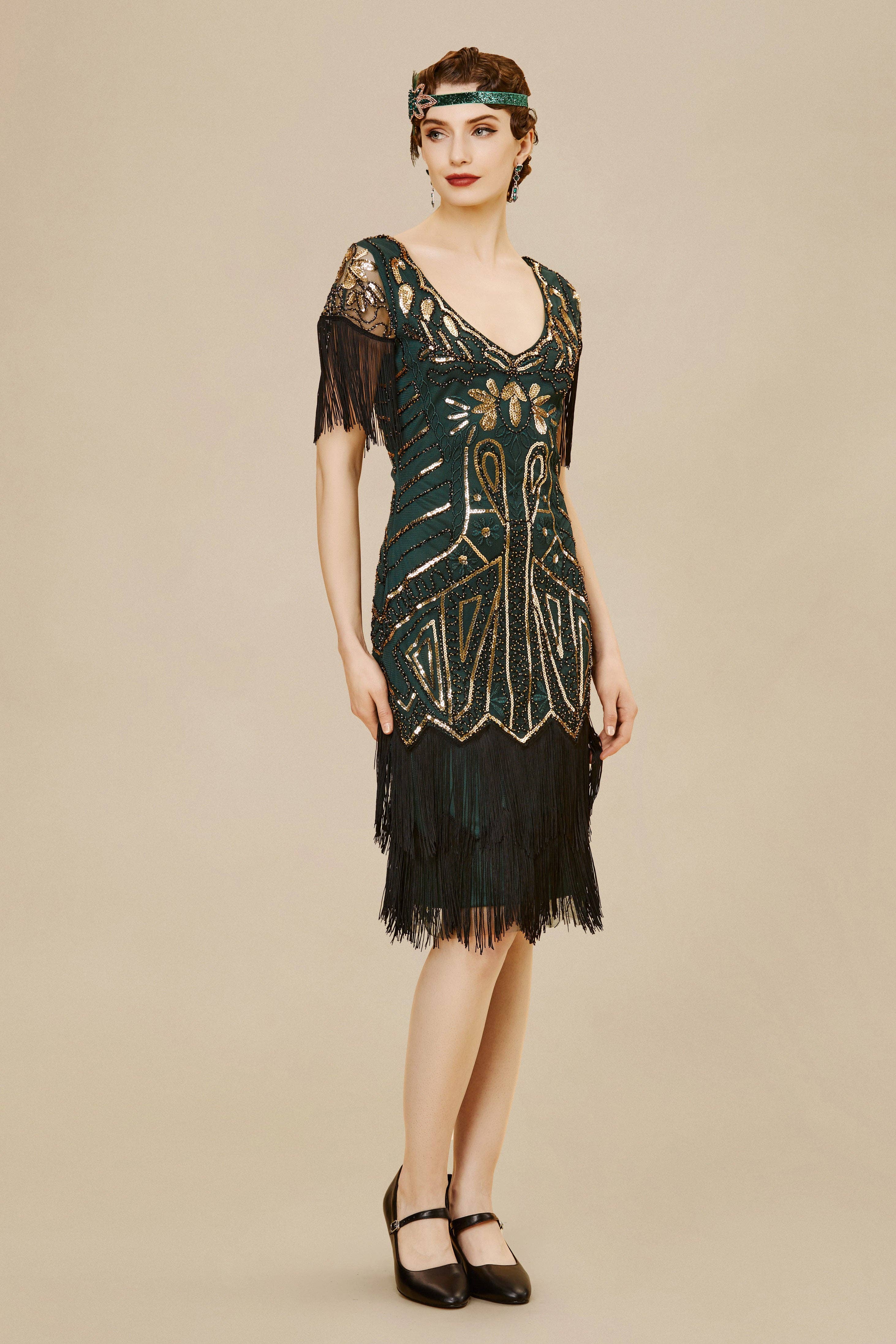 BABEYOND - Wholesale Dress - Women's - Art Deco Paisley Sequin Fringe Dress2