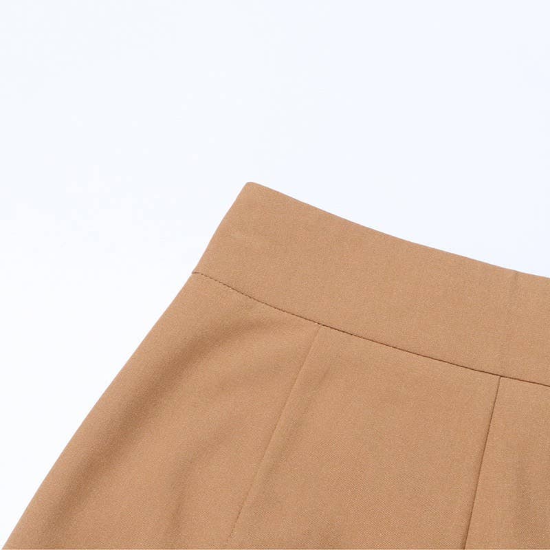 Khaki PT019 High-Waist Pleated Wide-Leg Pants - Summer Chic for wholesale on Faire14