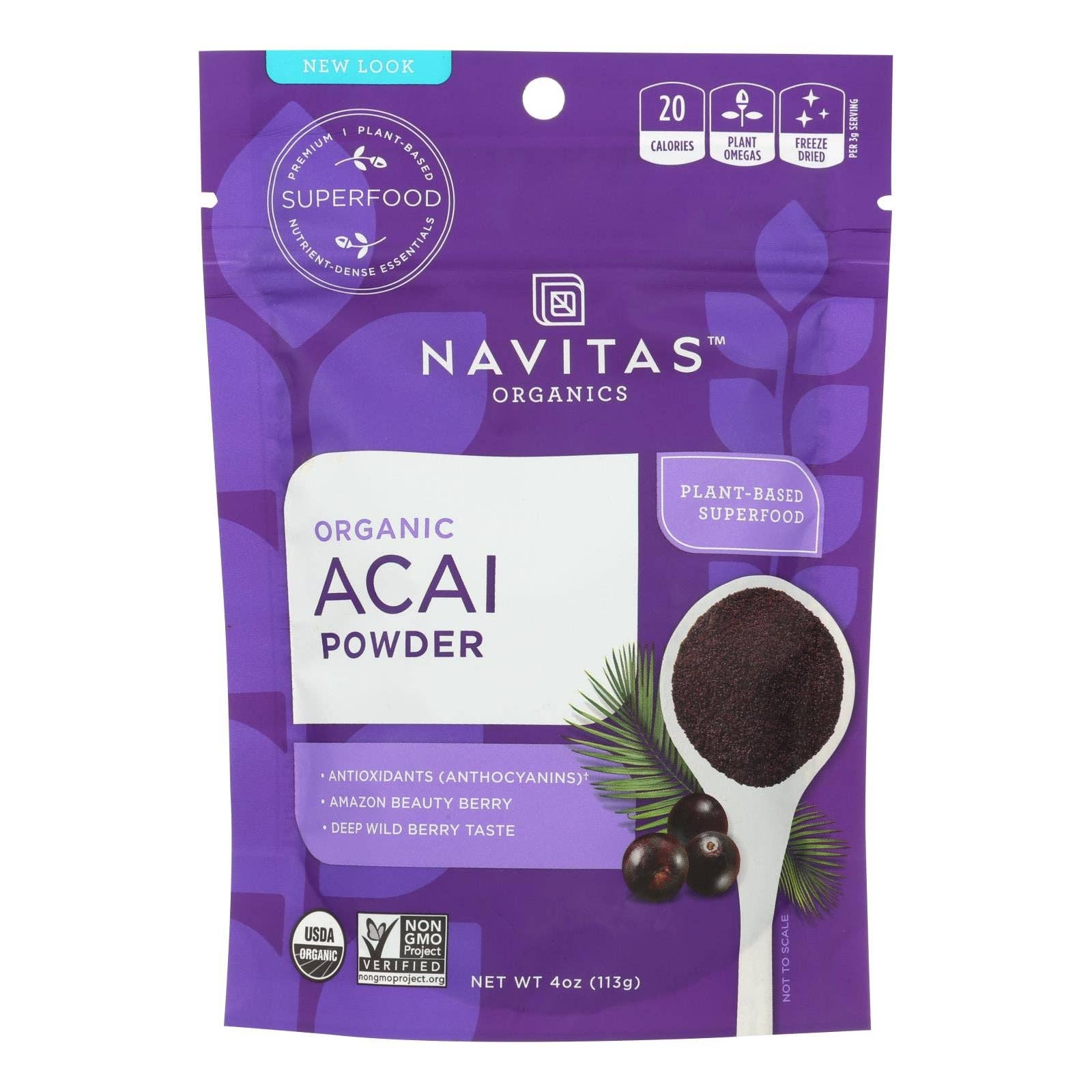 Everyday Supply Co - Wholesale Protein/Superfood Powder - Navitas Organic Acai Powder, Freeze-dried, 4oz, Case of 120