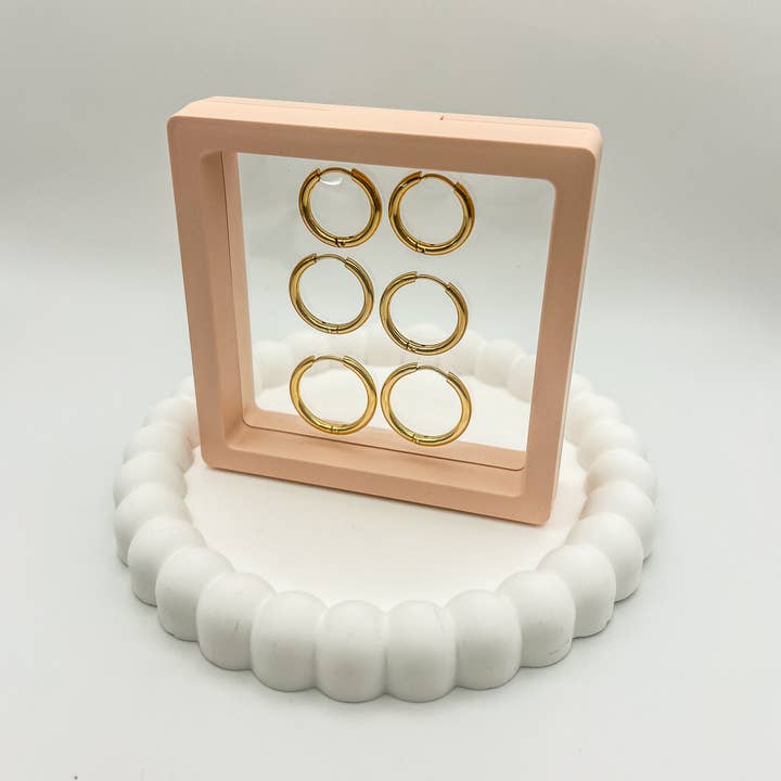 Fiona Grace - Wholesale Jewelry Set - Larger 18k Gold Huggies- Set Of 38