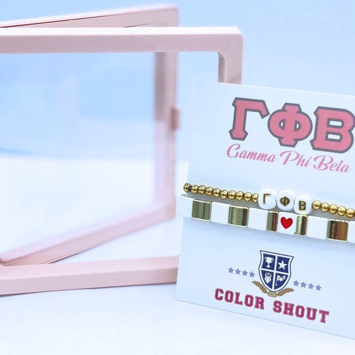 Color Shout - Wholesale Jewelry Set - I Love Gamma Phi Beta Bracelet Stack