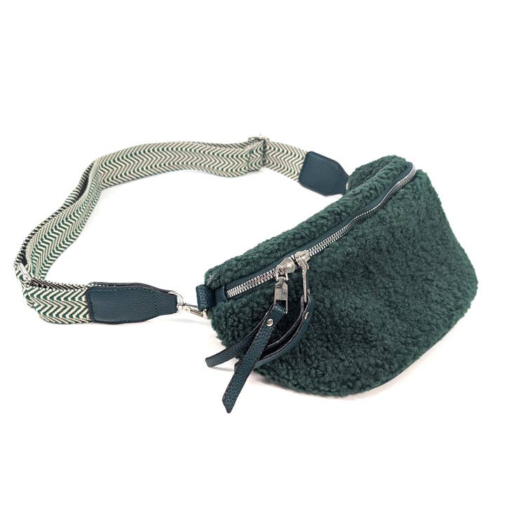 Crossbody Sling Bag - Teddy Bear - Green for wholesale by Black Ginger