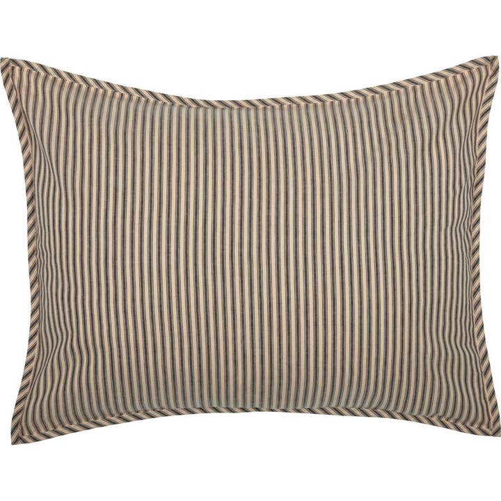 VHC Brands - Wholesale Bedding Pillowcase/Sham - Sawyer Mill Charcoal Ticking Stripe Standard Sham 21x27