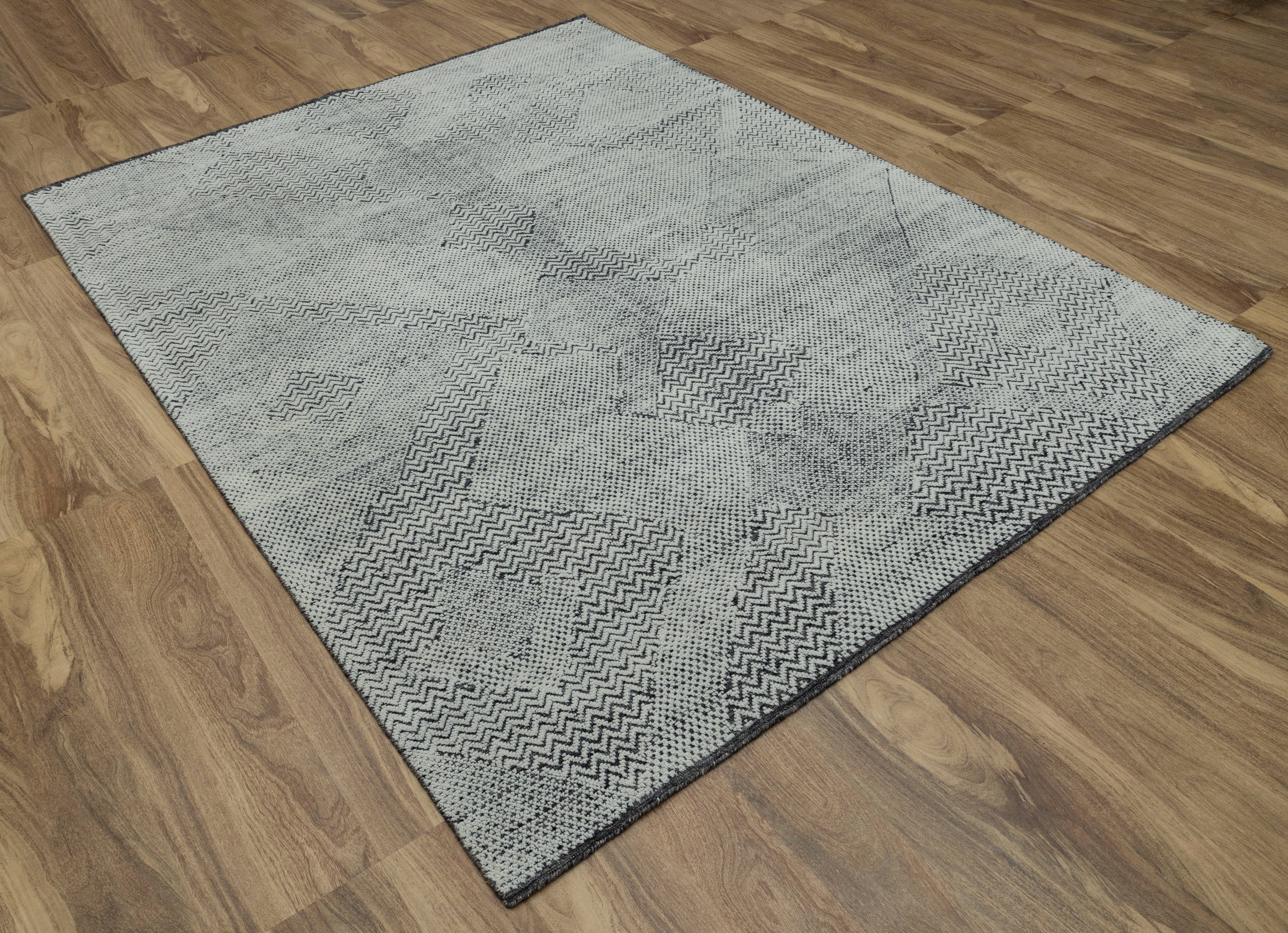 Aesthetic Homes LLC - Wholesale Area Rug - 8x10 Moroccan Rug Grey Black Wool Plush Modern 90094