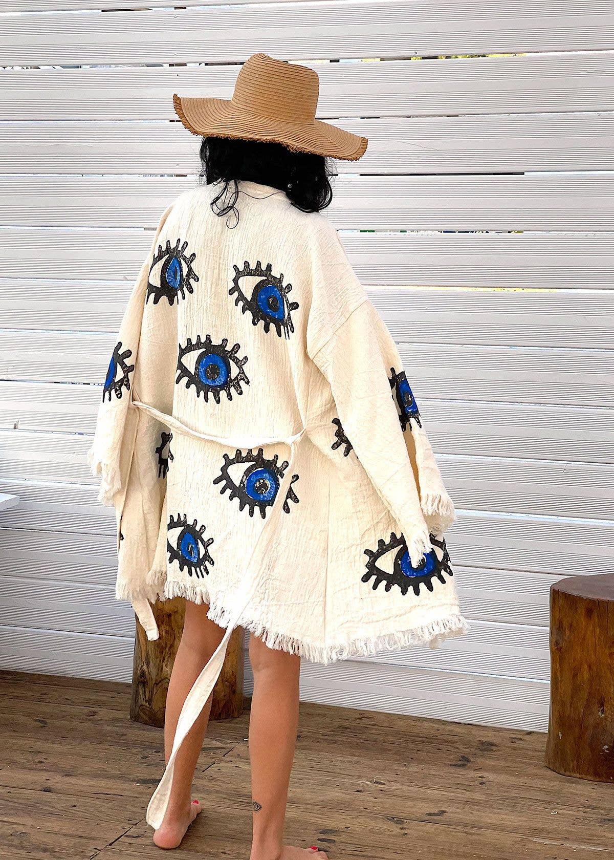 MARAÏS ATHENS – Engroshandel Kaftan - Dame – Økologisk bomuld peshtemal kort kaftan Matia3