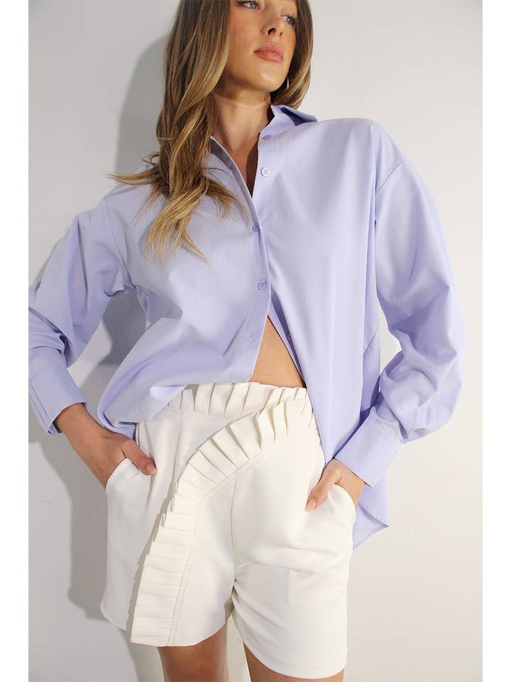 HEMDEN MET GEPLOOIDE MOUWEN EN OPEN RUG MET STENEN VERSIERING voor wholesale door Mulla