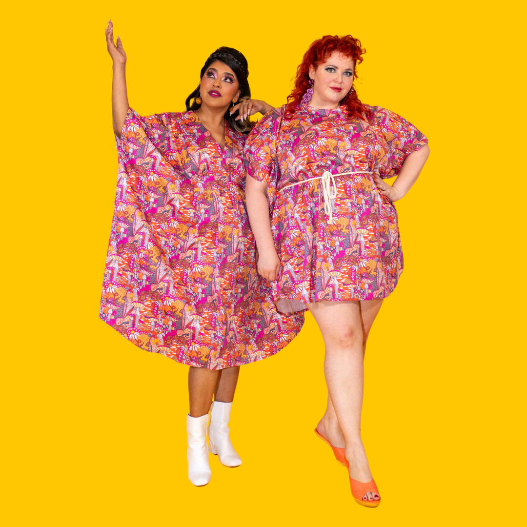 Blue Platypus - Vente Robe – femme - Mini Muumuu Champignon Coucher de Soleil5