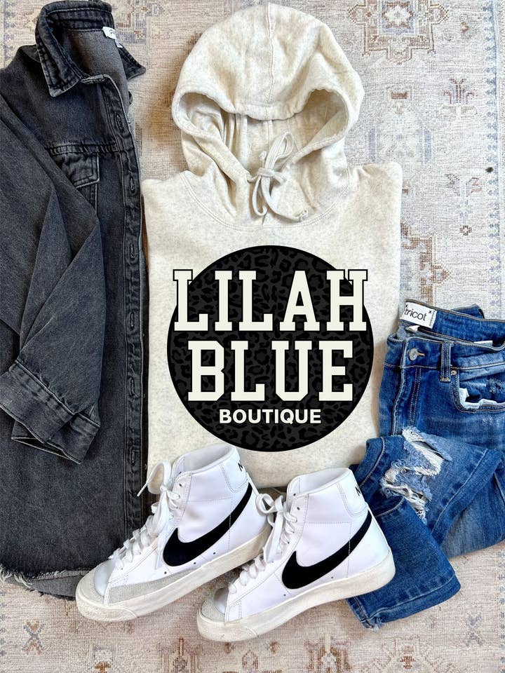 Black Leopard Custom Boutique Hoodie (LOGO1006-DTG-CREAM) for wholesale by Hustle+Heart