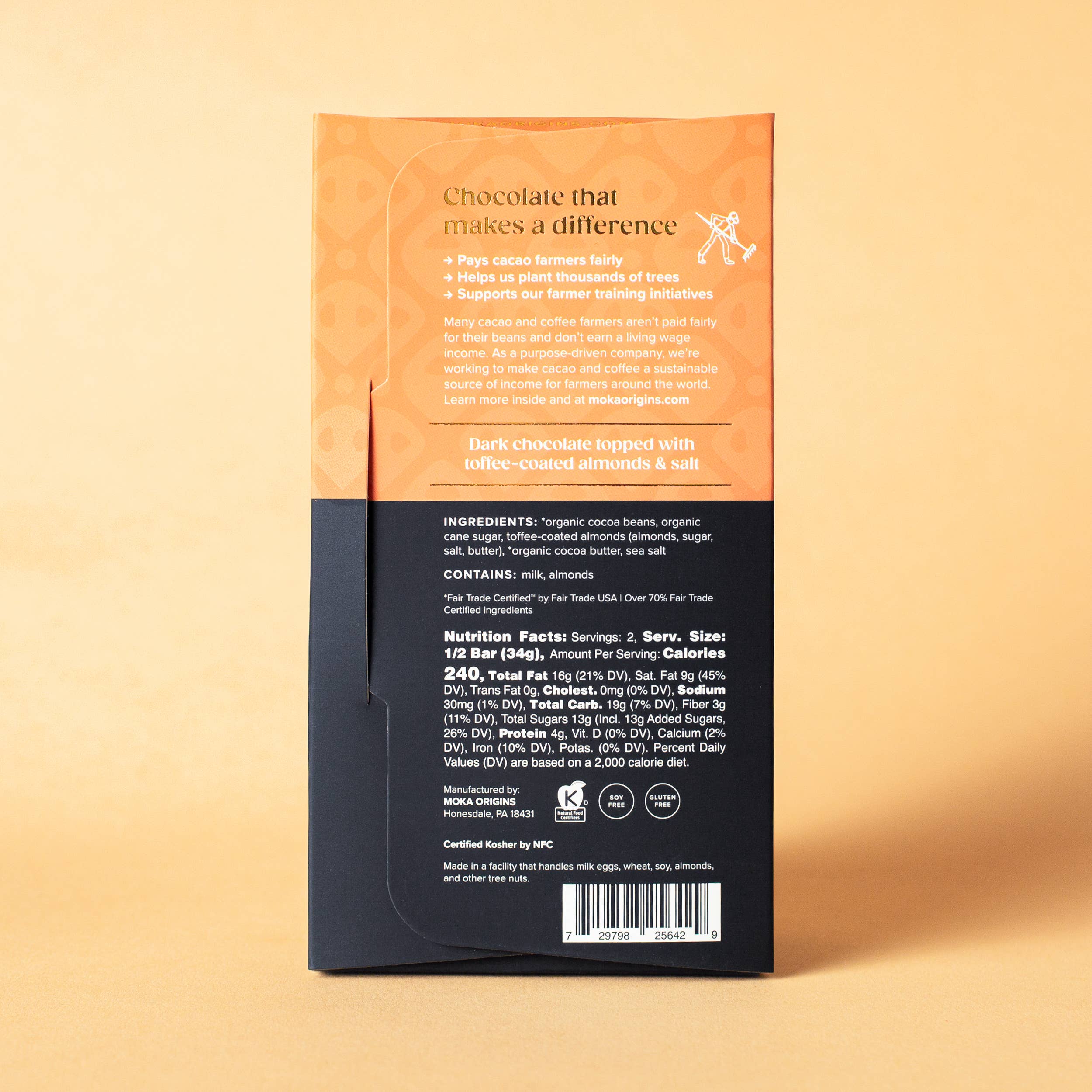 Moka Origins – Engroshandel Chokoladebar – Toffee Mandel Mørk Chokolade1