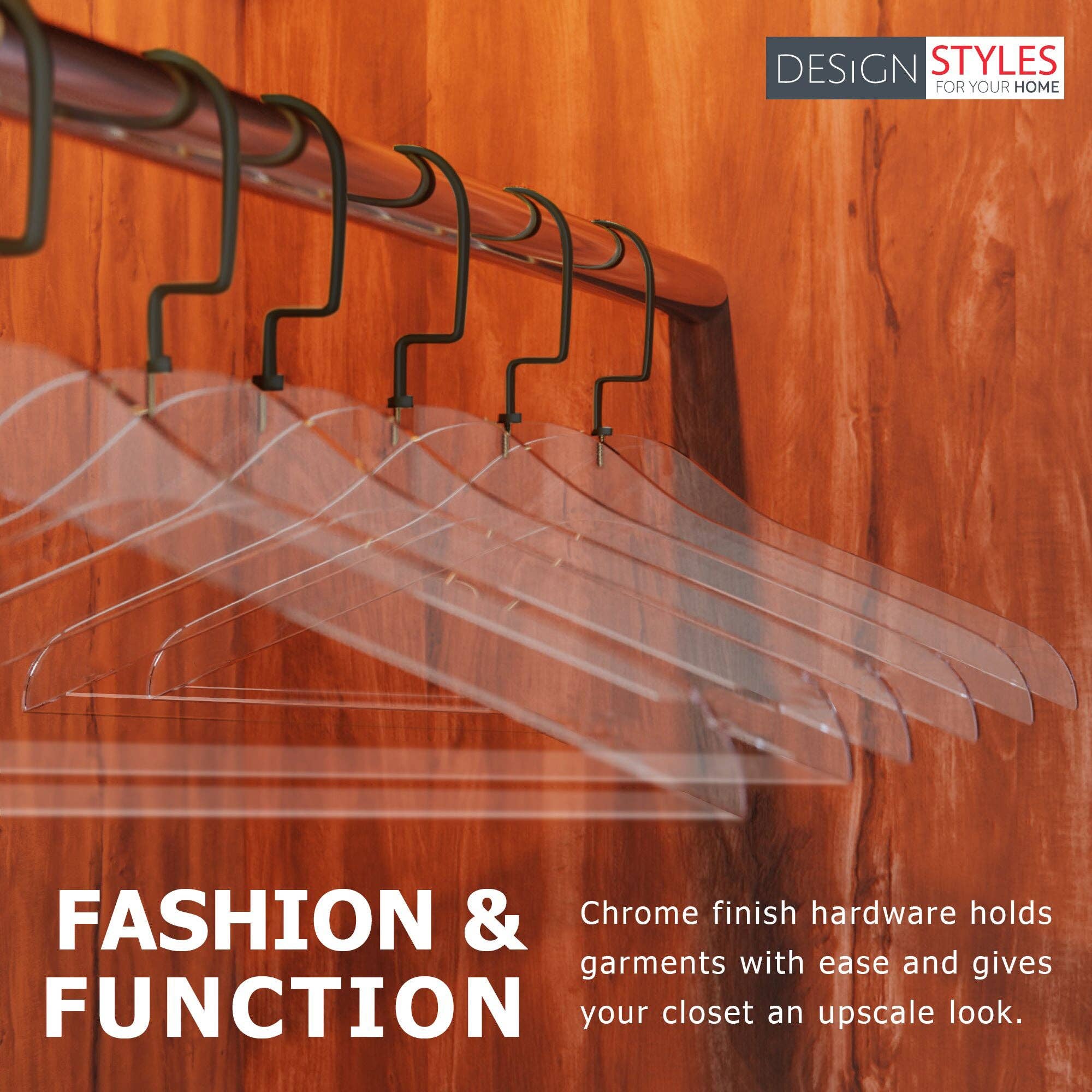 DesignStyles Home - Wholesale Clothes Hangers - Simply Brilliant Black Hook Acrylic Hangers with Bar - 10 Pack2