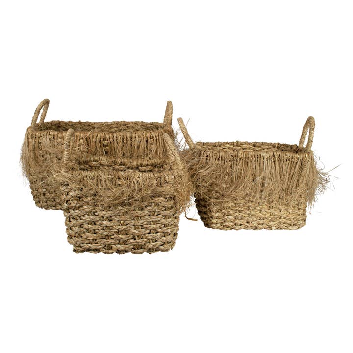 Seagrass Frayed Rectangle Baskets (Set Of 3) for wholesale by Mars & More - Brand of B Living