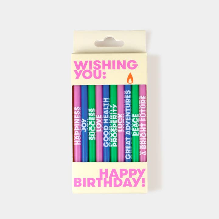 54 Celsius - Wholesale Cake Candle - Wishing You: Long 5" Birthday Candles (10 Pack), Multi-Color