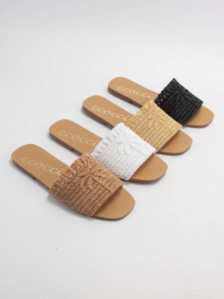 CCOCCI - Wholesale Sandals - Women's - SANDY PALM TREE EMBROIDERY DESIGN RAFFIA SANDAL8