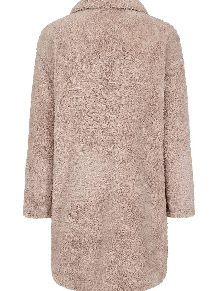 Neema Beige Nude Teddy Plush Fleece Cardigan Jacket for wholesale by Nazz Collection Clothing Ltd