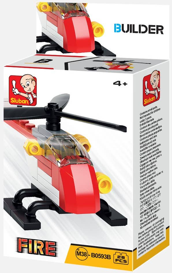 Texas Toy Distribution - Vendita all'ingrosso Set di costruzioni - Bambini - Set espositore Builder veicoli dei pompieri, 2 pezzi per ogni kit A-D4