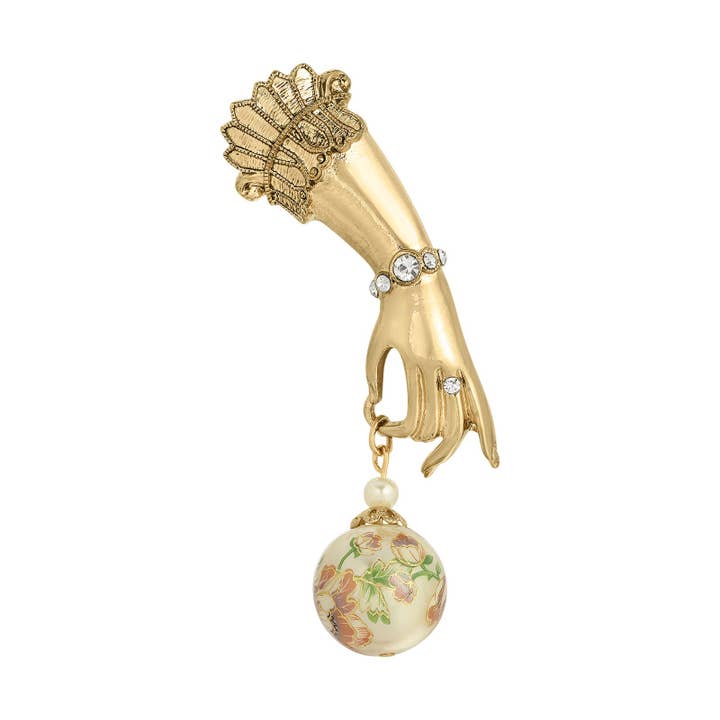 1928 Jewelry - Wholesale Brooch - 1928 Jewelry Belle Epoch Ladies Hand Round Floral Faux Pearl