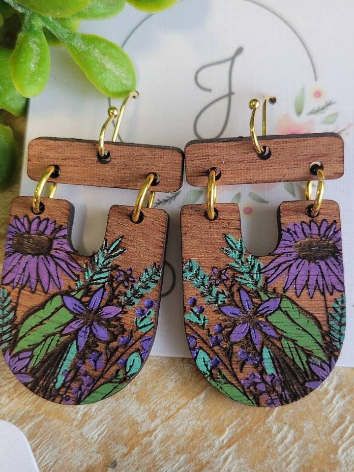 Boucles d'oreilles en bois floral pour la vente par JEMdesigns