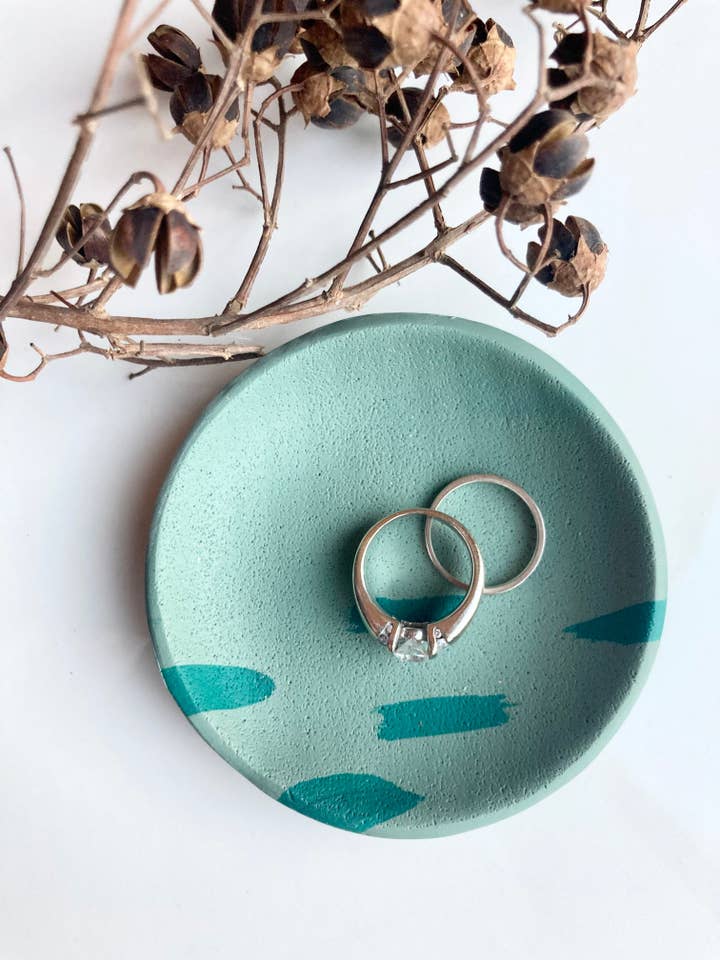 Green Brushstrokes Trinket Tray for wholesale by El & Gray Design