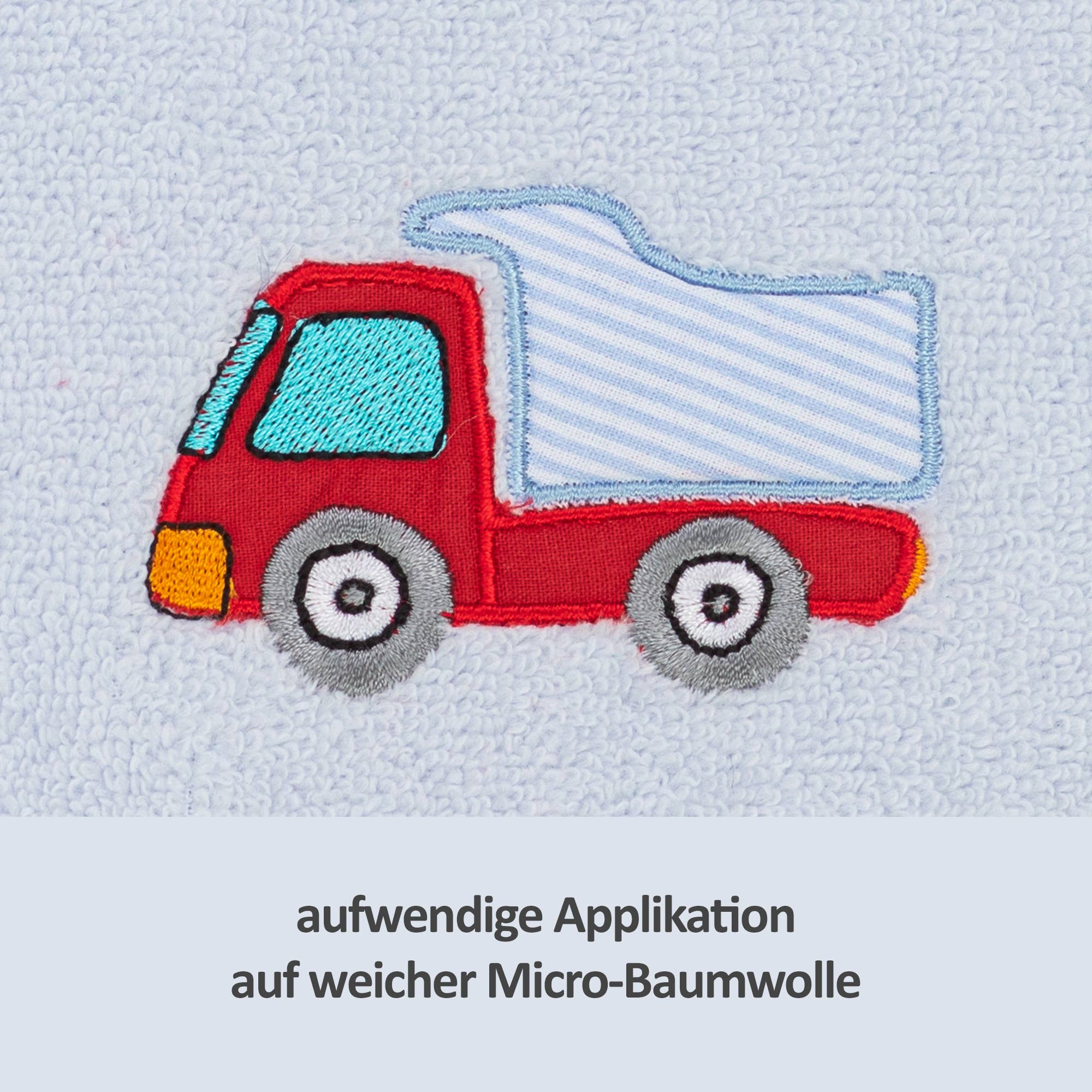 Smithy by Dagmar Nelk – Engroshandel Håndklæde med hætte - Børn og baby – Badeponcho Laster i premium bomuld, blå6