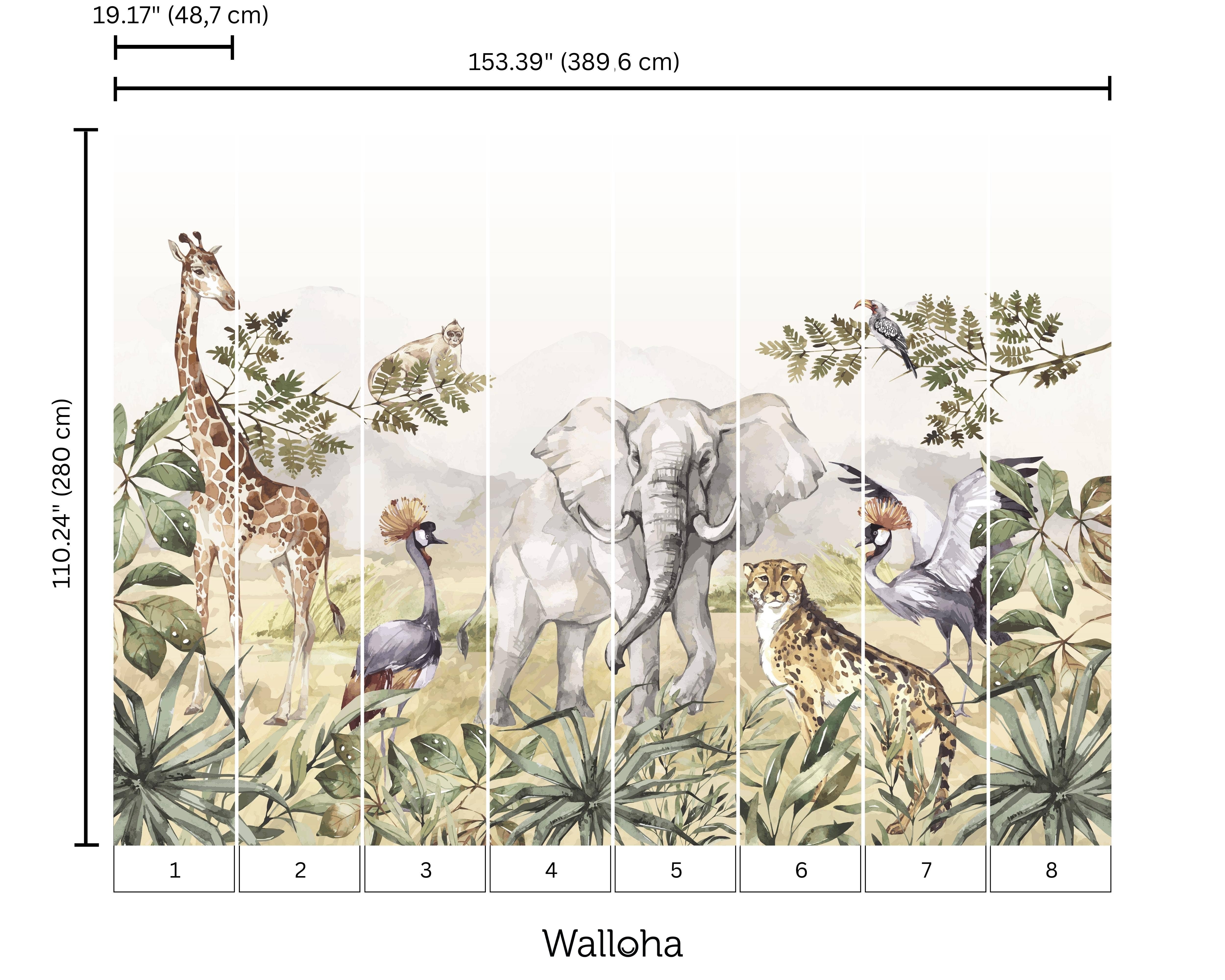 Walloha - Vente Décoration murale – enfant et bébé - Papier peint animalier - SAFARI ADVENTURE - Behang kinderkamer7