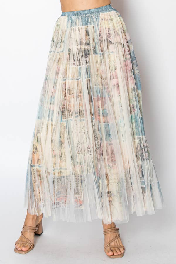 PARIS Jupe Midi Plissée en Tulle Doublée Chic avec Taille Élastique - 4034 BG PARIS en vente sur Faire